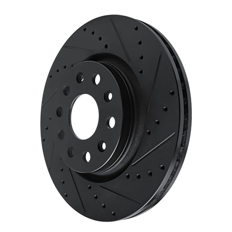 R1 18-25 Jeep Gladiator Front Right Drilled & Slotted Black Brake Rotor thumbnail 2