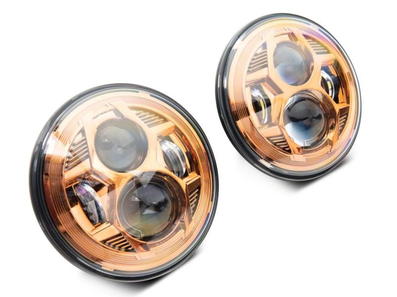 Raxiom 07-18 Jeep Wrangler JK 7-In LED Headlights Orange Housing- Clear Lens thumbnail 2