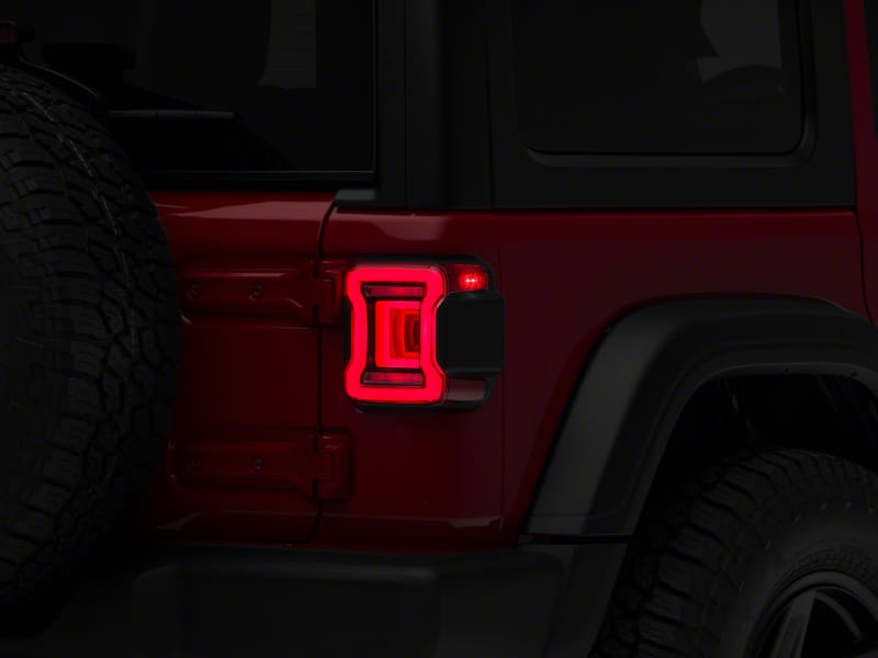 Raxiom 18-23 Jeep Wrangler JL Horizon LED Tail Lights- Black Housing- Red Lens