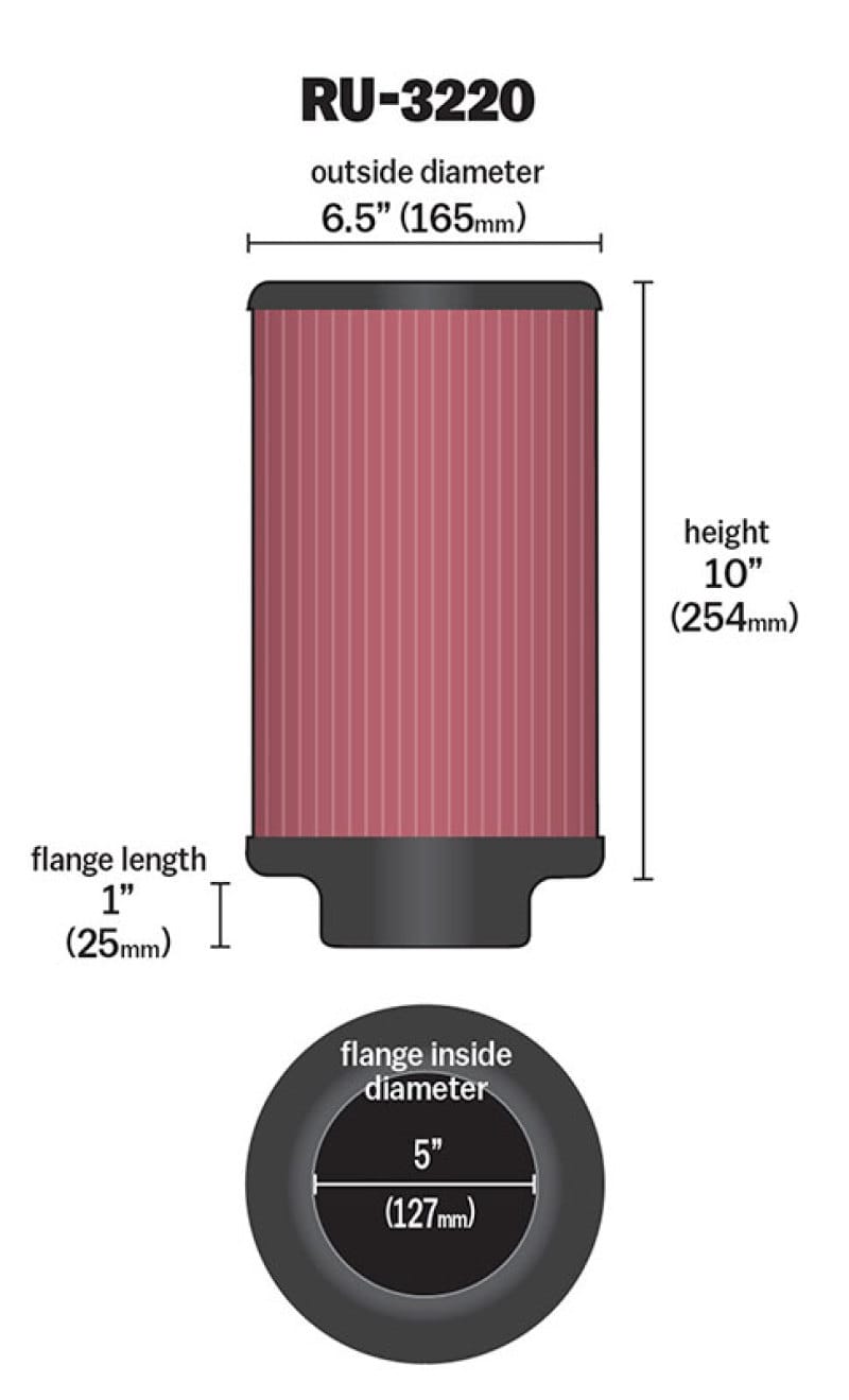 K&N Filter Universal Rubber Filter 5in Flange ID / 6.5in OD / 10in Height thumbnail 3