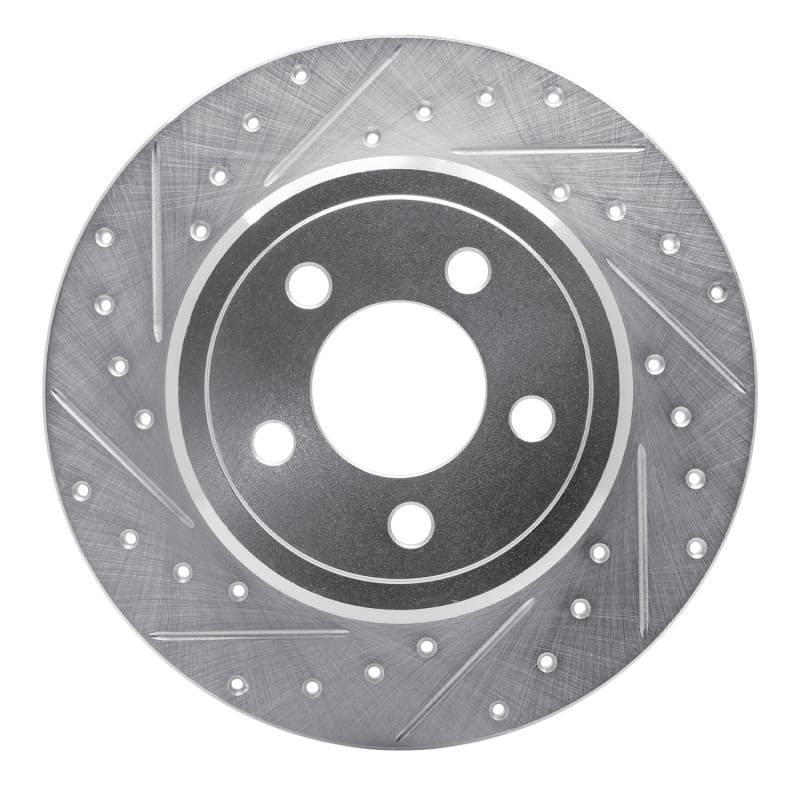 R1 05-23 Chrysler 300 Rear Left Drilled & Slotted Silver Brake Rotor - 631-39016L