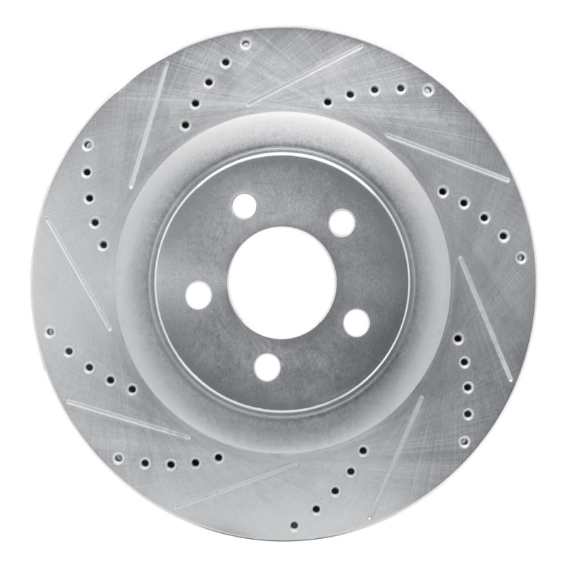 R1 05-23 Chrysler 300 Front Left Drilled & Slotted Silver Brake Rotor - 631-39019L