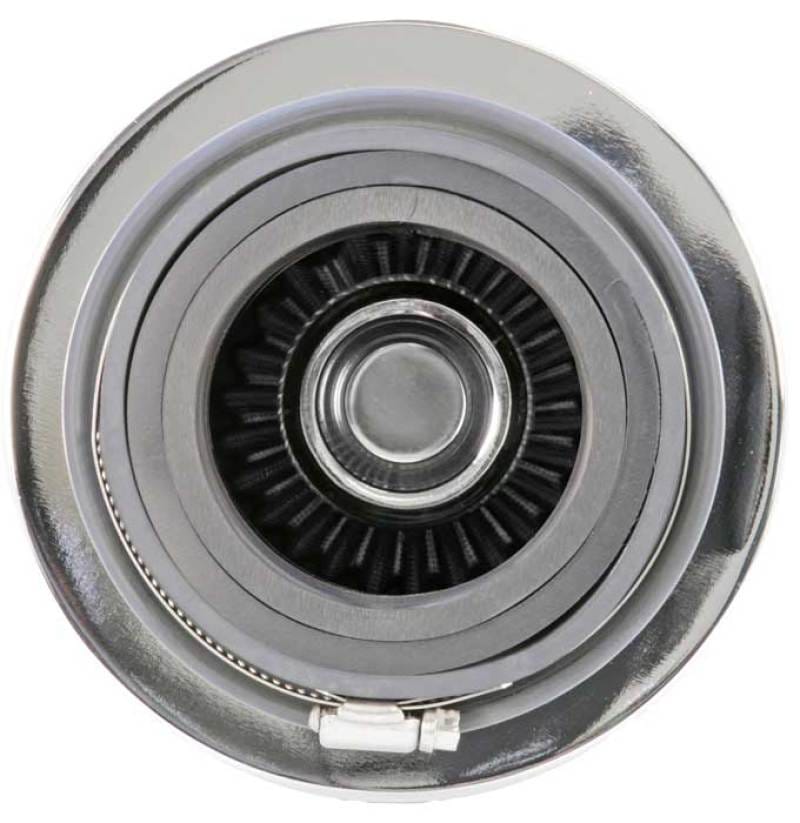 K&N Universal Filter Chrome Round Tapered White - 4in Flange ID x 1.125in Flange Length x 5.5in H thumbnail 2