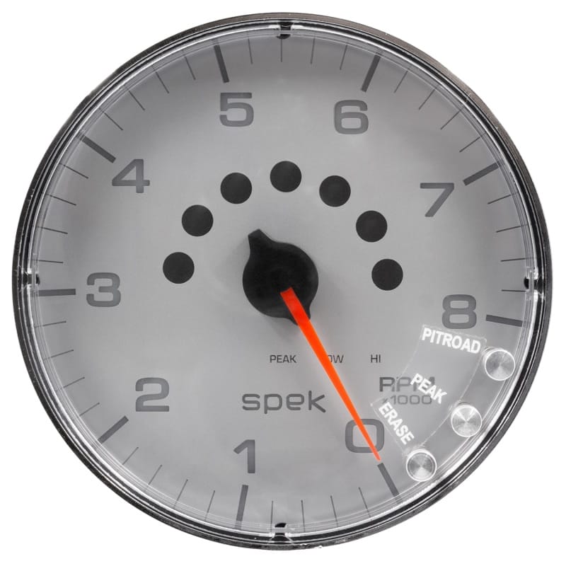Autometer Spek-Pro Gauge Tachometer 5in 8K Rpm W/Shift Light & Peak Mem Silver/Chrome - P238218 thumbnail 2