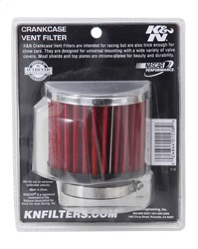 K&N 1.75in Flange ID x 3in OD x 2.5in H Chrome Finish Rubber Base Crankcase Vent Filter thumbnail 3