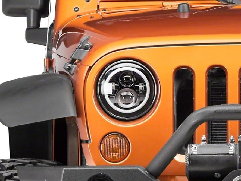 Raxiom 97-18 Jeep Wrangler TJ/JK Axial Halo Headlights w/ DRL Amber Signals- Black Hsng (Clear Lens) thumbnail 2
