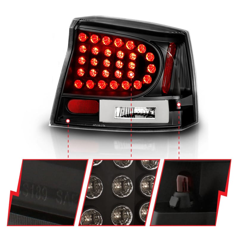 ANZO 2006-2008 Dodge Charger LED Taillights Black thumbnail 4