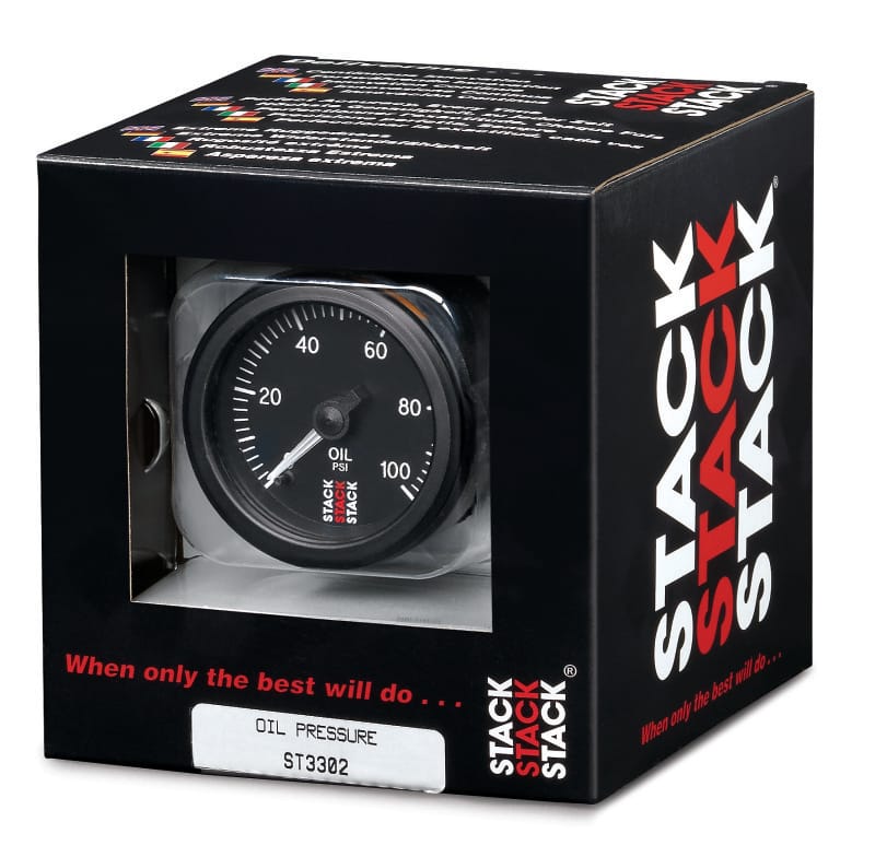 Autometer Stack 52mm 0-100 PSI 1/8in NPTF Male Pro Stepper Motor Oil Pressure Gauge - Black thumbnail 5