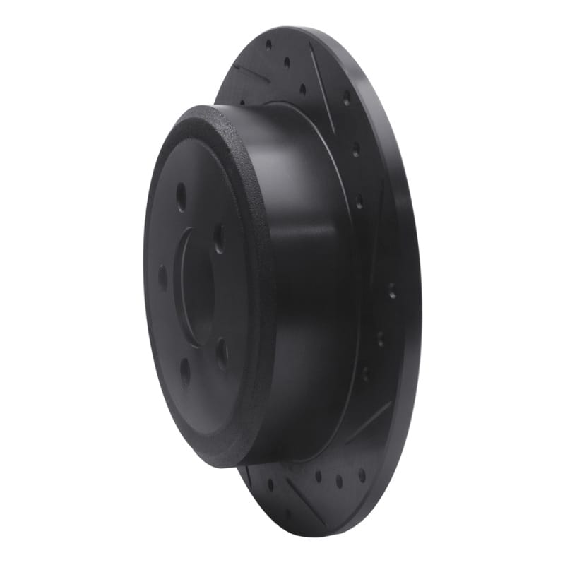 R1 07-12 Dodge Nitro Rear Right Drilled & Slotted Black Brake Rotor thumbnail 2