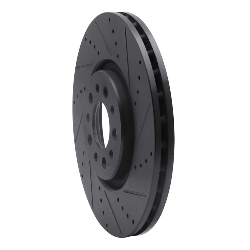 R1 14-25 Alfa Romeo Tonale Front Right Drilled & Slotted Black Brake Rotor thumbnail 2