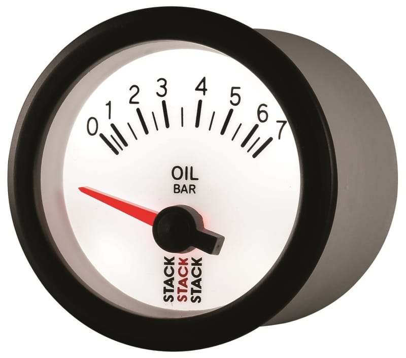 Autometer Stack 52mm 0-7 Bar M10 Male Electric Oil Pressure Gauge - White thumbnail 3