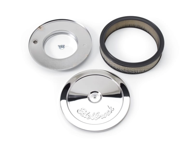 Edelbrock Air Cleaner Pro-Flo Series Round Steel Top Paper Element 10In Dia X 3 5In Chrome thumbnail 2