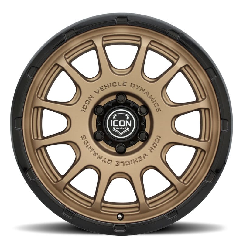 ICON Alloys Rancho 20x9 / 6x5.5 / 0mm / 5in BS Satin Bronze w/ Gloss Black Lip Wheel thumbnail 3