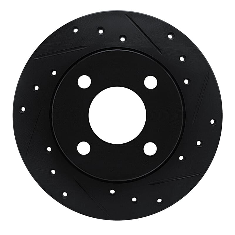 R1 78-90 Dodge Rampage Front Right Drilled & Slotted Black Brake Rotor