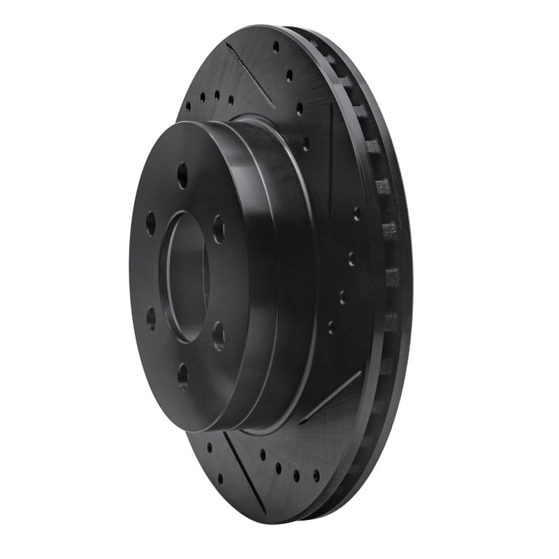 R1 97-02 Dodge Dakota 4WD Front Right Drilled & Slotted Black Brake Rotor thumbnail 2