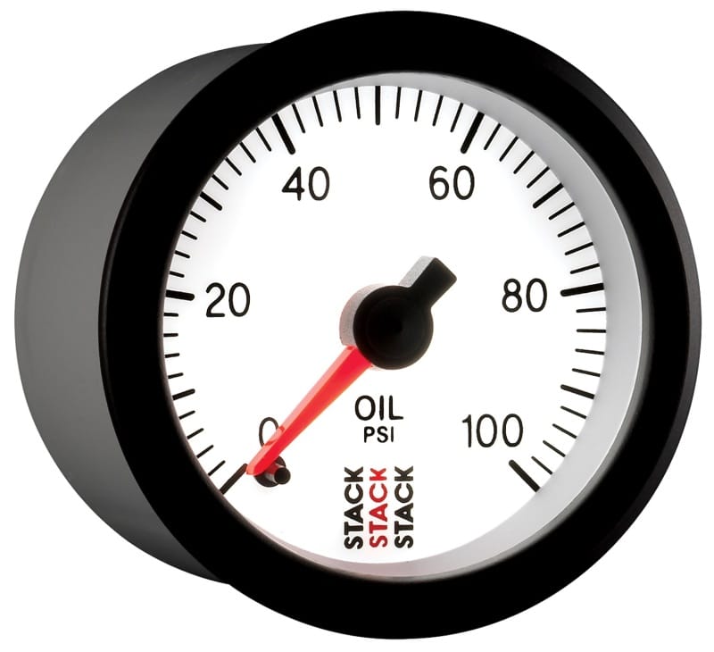 Autometer Stack 52mm 0-100 PSI 1/8in NPTF Male Pro Stepper Motor Oil Pressure Gauge - White thumbnail 4