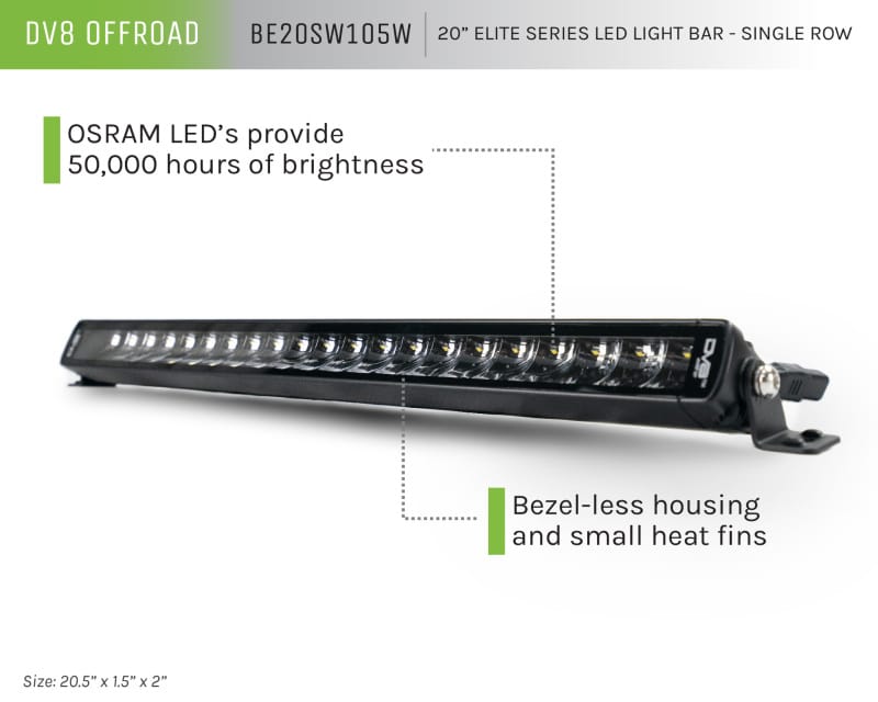 DV8 Offroad 20in Elite Series Light Bar 105W LED - Single Row thumbnail 2
