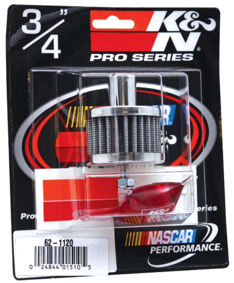 K&N Steel Base Chrome Top Crankcase Vent Filter 3/4in OD Vent / 2in OD / 1-1/2in H Stud Mount thumbnail 2
