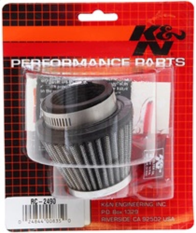 K&N Universal Chrome Filter - Round Tapered - 3in Base OD x 2in Top OD x 2.375in H thumbnail 2