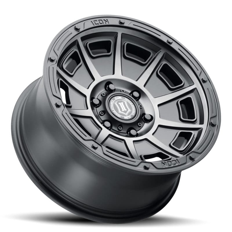 ICON Victory 17x8.5 5x5 -6mm Offset 4.5in BS Smoked Satin Black Tint Wheel thumbnail 3