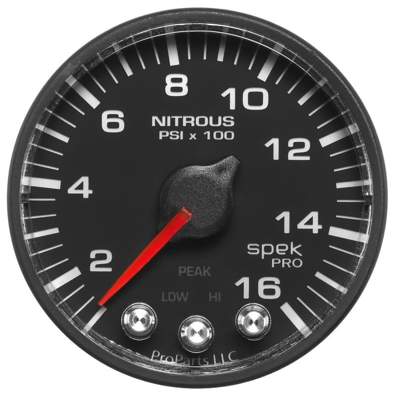 Autometer Spek-Pro Gauge Nitrous Press 2 1/16in 1600psi Stepper Motor W/Peak & Warn Blk/Blk - P320328 thumbnail 2
