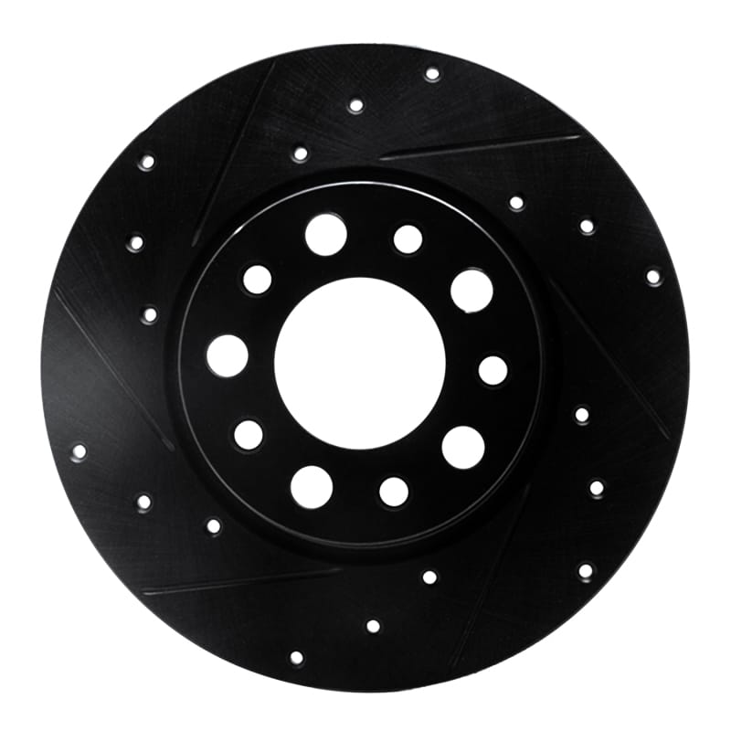 R1 15-25 Alfa Romeo Tonale Rear Left Drilled & Slotted Black Brake Rotor