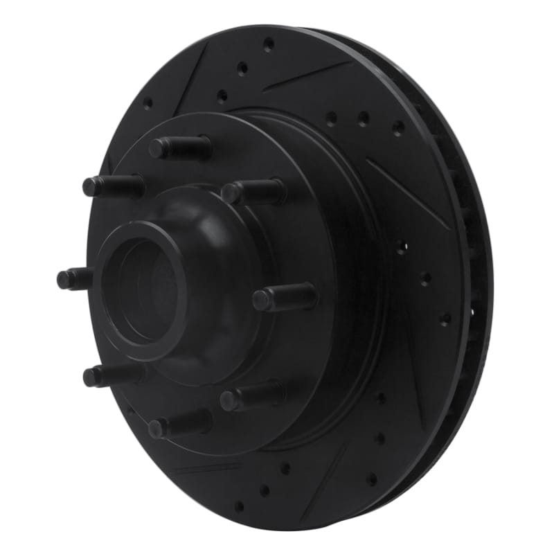 R1 1994-1999 Dodge Ram 2500 Front Left Drilled & Slotted Black Brake Rotor thumbnail 2