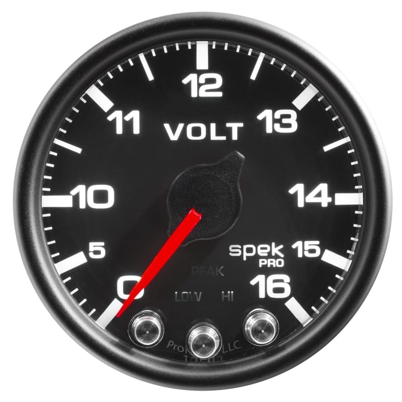 Autometer Spek-Pro Gauge Voltmeter 2 1/16in 16V Stepper Motor W/Peak & Warn Blk/Blk thumbnail 3