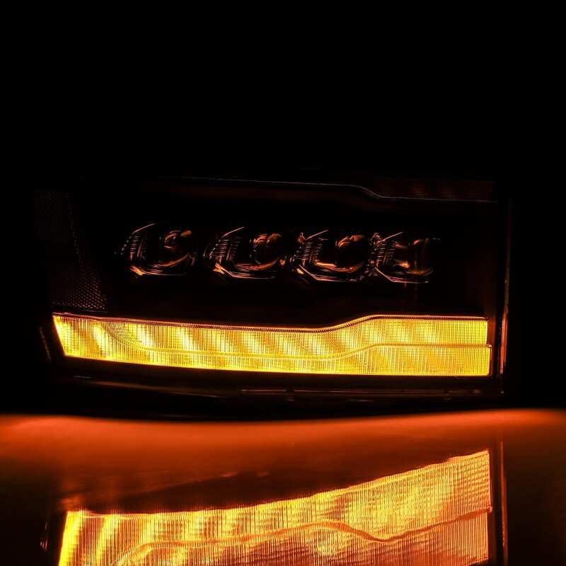 AlphaRex 06-08 Dodge Ram 1500HD NOVA LED ProjHeadlights Plank Style Blk w/Seq Signal/DRL/Amber LED thumbnail 5