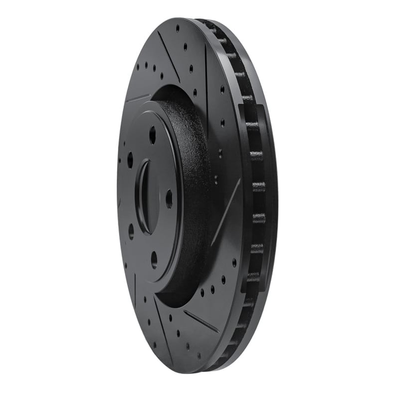 R1 11-25 Dodge Durango Front Right Drilled & Slotted Black Brake Rotor