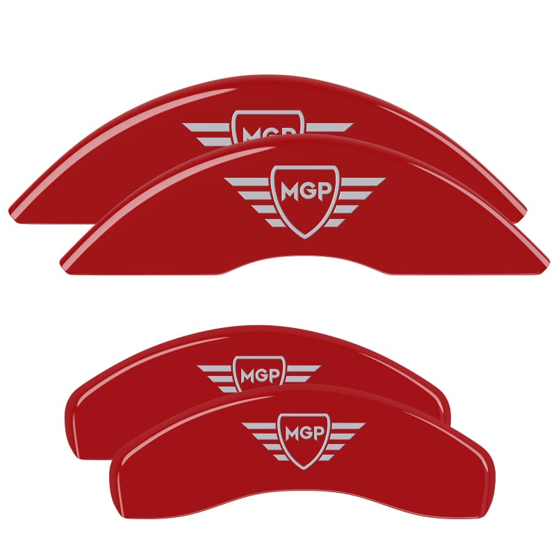 MGP 4 Caliper Covers Engraved F&R MGP Red Finish Silver Characters 11-18 Jeep Grand Cherokee