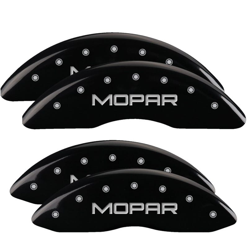 MGP 4 Caliper Covers Engraved Front & Rear MOPAR Black finish silver ch - 12124SMOPBK