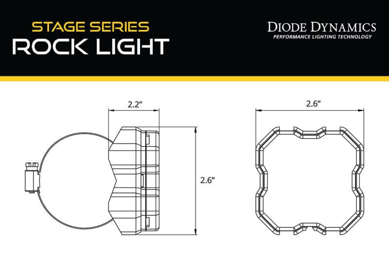 Diode Dynamics Stage Series Rock Light Tube Mount Adapter Kit (one) thumbnail 4