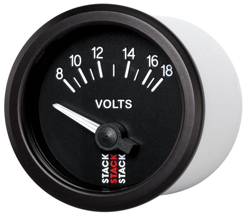Autometer Stack Instruments 52mm 8-18V Electric Battery Voltage Gauge - Black thumbnail 2