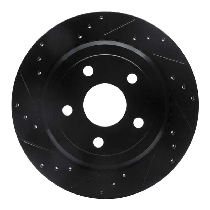 R1 11-25 Dodge Durango Rear Left Drilled & Slotted Black Brake Rotor