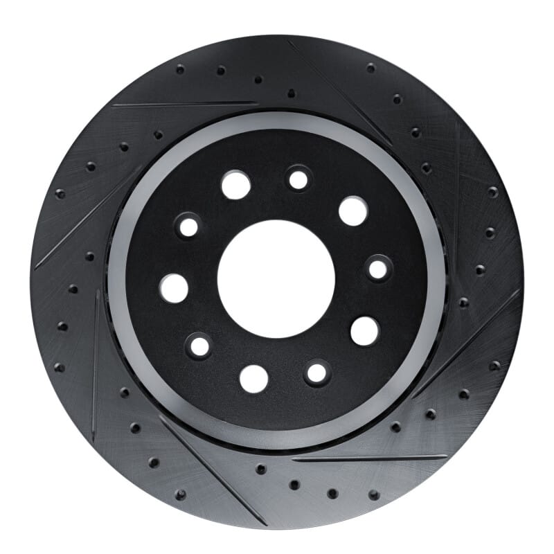 R1 20-25 Jeep Gladiator Rear Right Drilled & Slotted Black Brake Rotor