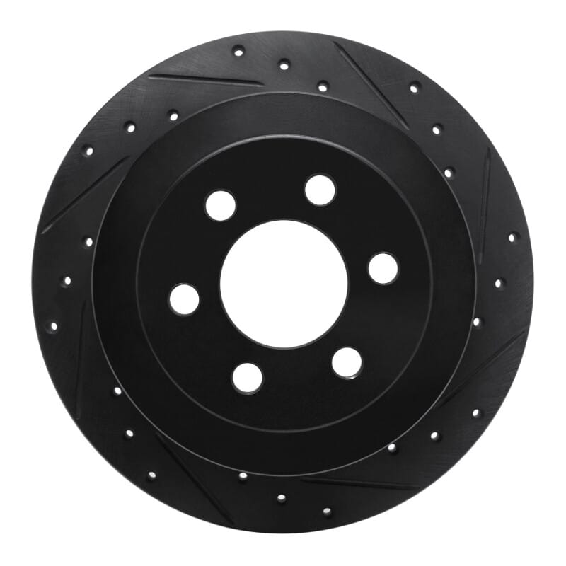 R1 03-04 Dodge Dakota RWD Rear Right Drilled & Slotted Black Brake Rotor