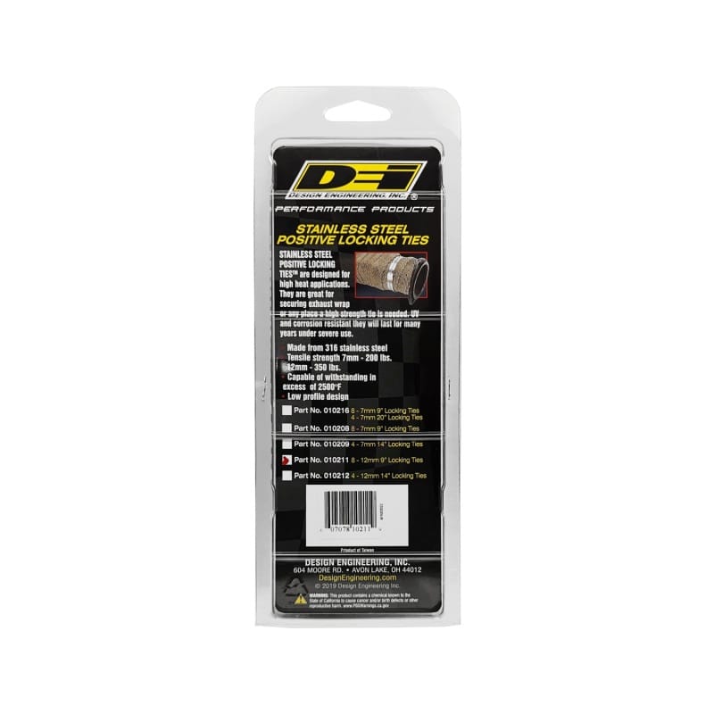 DEI Stainless Steel Positive Locking Tie 1/2in (12mm) x 9in - 8 per pack thumbnail 2