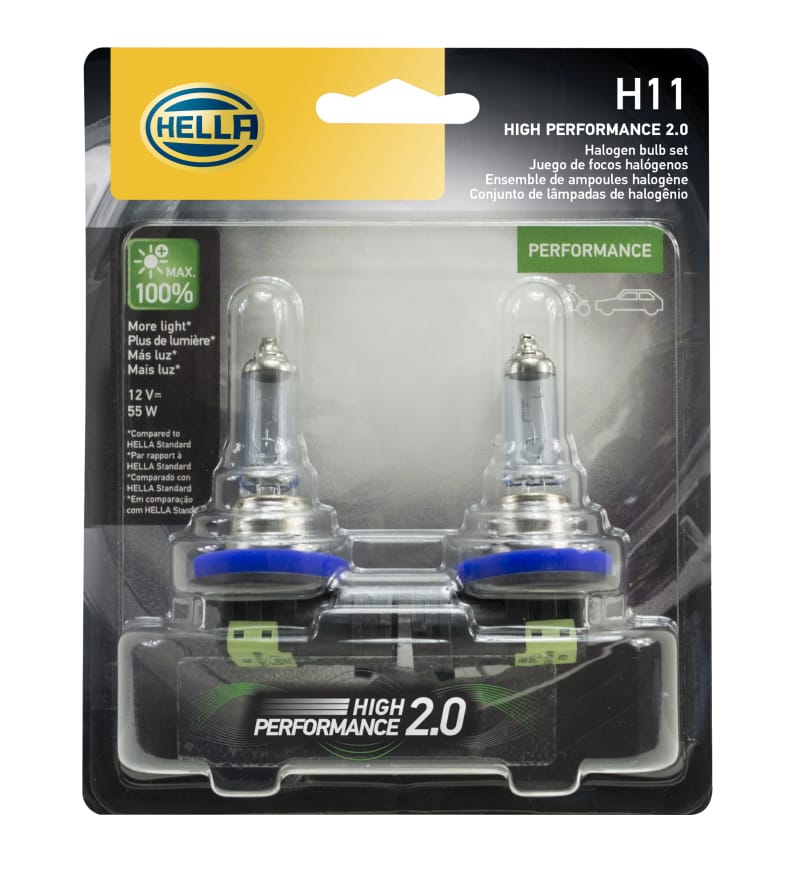 Hella H11 12V 55W PGJ19-2 HP2.0 Performance Halogen Bulb - Pair thumbnail 4