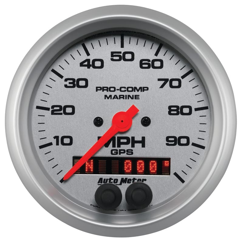 Autometer Marine Silver 3-3/8in 100MPH GPS Speedometer Gauge thumbnail 2