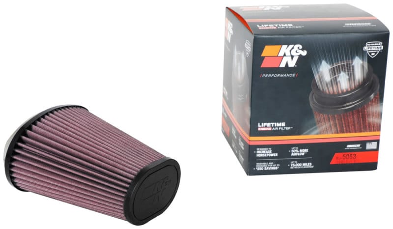 K&N Universal Clamp-On Air Filter 2.844x4.813in Flg ID x 6.5x4.75in B OD x 4.5x3.25in T OD x 7.5in H thumbnail 3