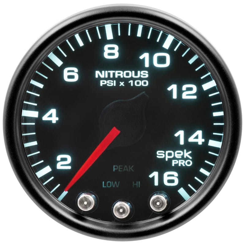 Autometer Spek-Pro Gauge Nitrous Press 2 1/16in 1600psi Stepper Motor W/Peak & Warn Blk/Smoke/Blk thumbnail 2