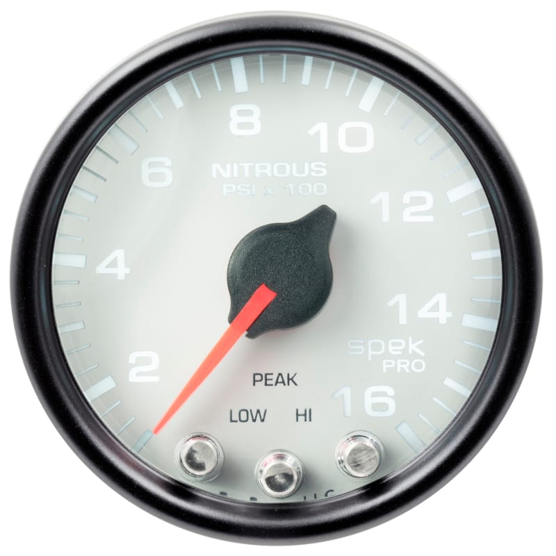 Autometer Spek-Pro Gauge Nitrous Press 2 1/16in 1600psi Stepper Motor W/Peak & Warn Wht/Blk thumbnail 2