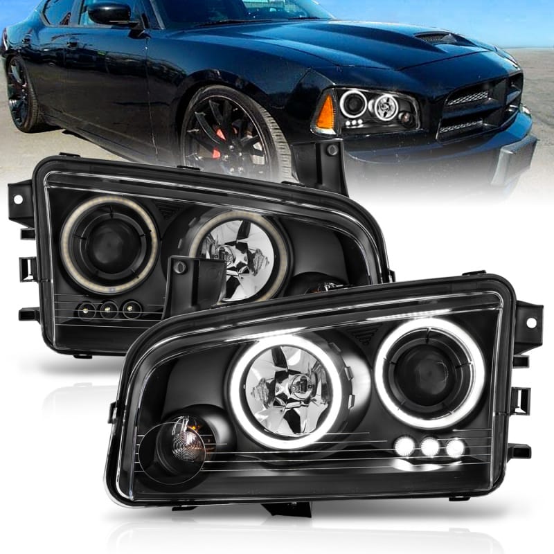 ANZO 2006-2010 Dodge Charger Projector Headlights w/ Halo Chrome (CCFL) thumbnail 3