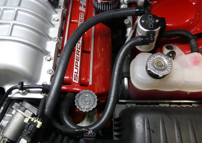 J&L 15-17 Dodge Hellcat 6.2L Hemi Driver Side Oil Separator 3.0 - Clear Anodized thumbnail 2