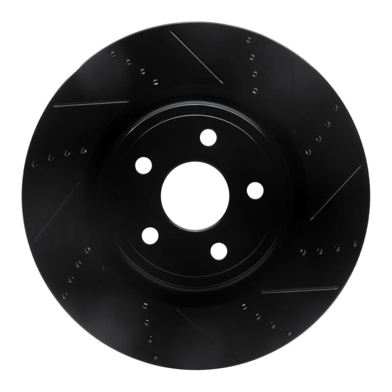 R1 2012-2025 Dodge Durango Front Right Drilled & Slotted Black Brake Rotor