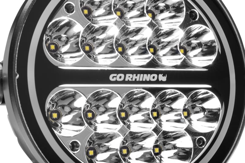 Go Rhino Xplor Blackout Series Round LED Spot Light Beam w/DRL (Surface/Thread Stud Mnt) 7in. - Blk thumbnail 5