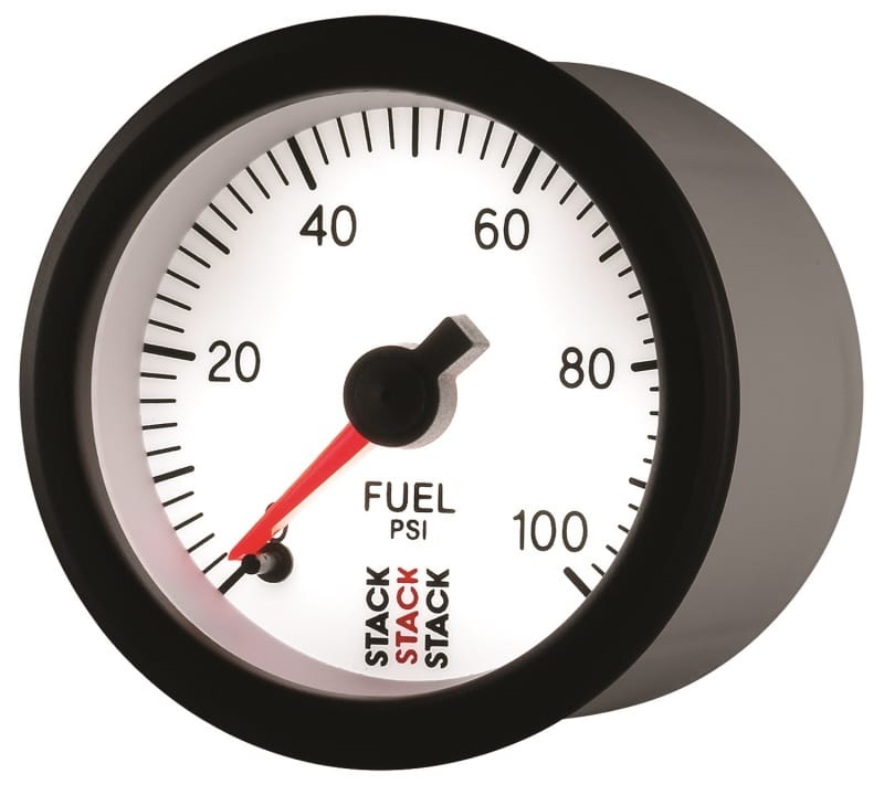 Autometer Stack 52mm 0-100 PSI 1/8in NPTF Male Pro Stepper Motor Fuel Pressure Gauge - White thumbnail 3
