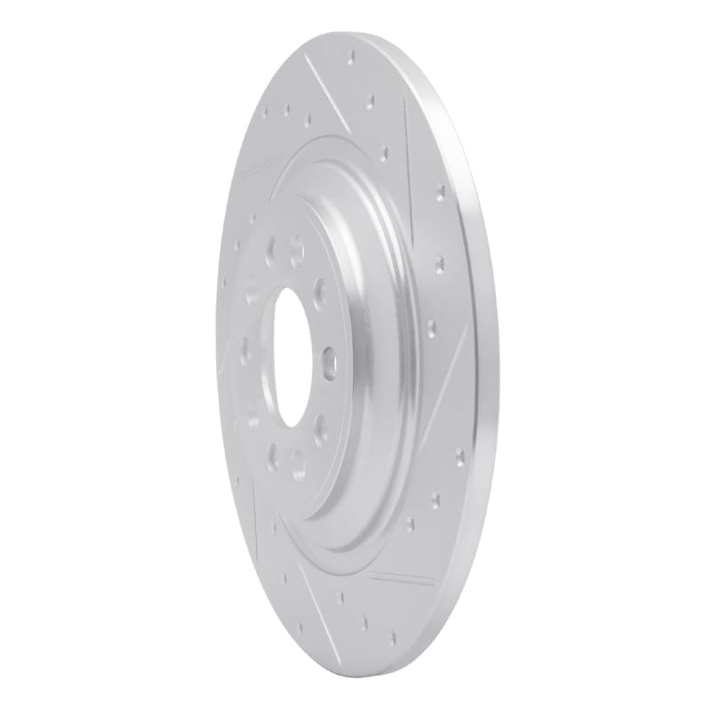 R1 14-23 Jeep Cherokee Rear Right Drilled & Slotted Silver Brake Rotor