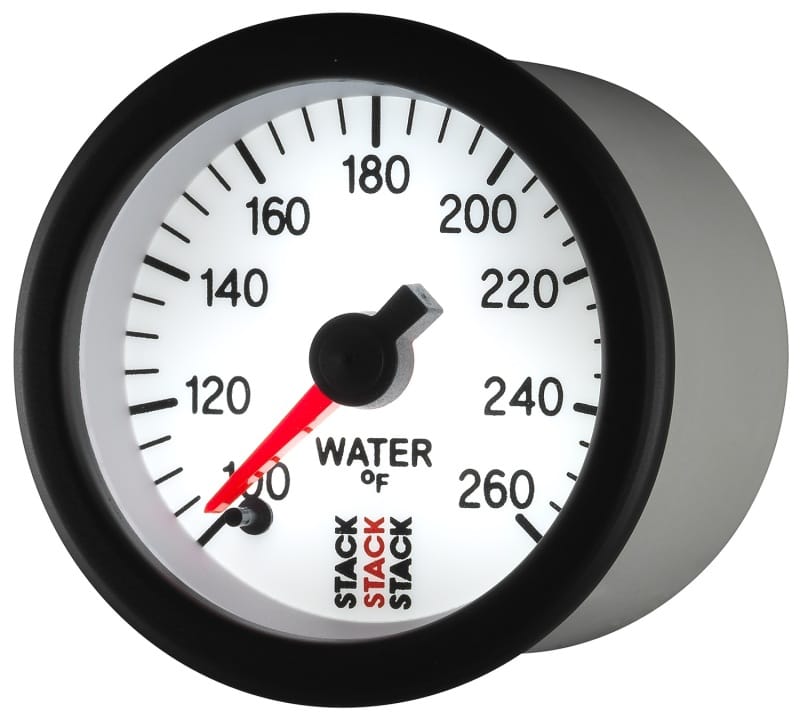 Autometer Stack 52mm 100-260 Deg F 1/8in NPTF Male Pro Stepper Motor Water Temp Gauge - White thumbnail 3